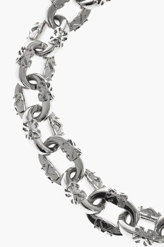 Silver-Tone Chain Necklace With All-Over Monogram
