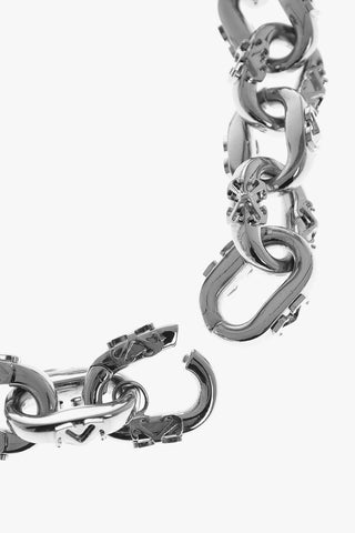 Silver-Tone Chain Necklace With All-Over Monogram