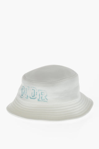 Cappello Bucket in Tinta Unita con Logo Effetto Vintage