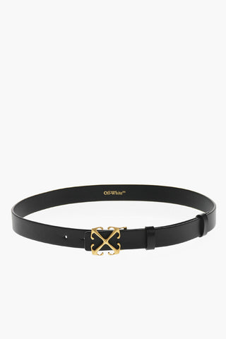 Leather Belt with Arrow Buckle, Gold-Effect 25mm
