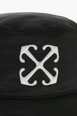 Solid-Color Bucket Hat with Embossed Arrow Embroidery