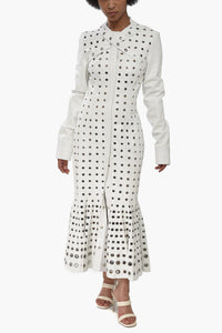 Midikleid EYELETS aus Leder mit Gürtel