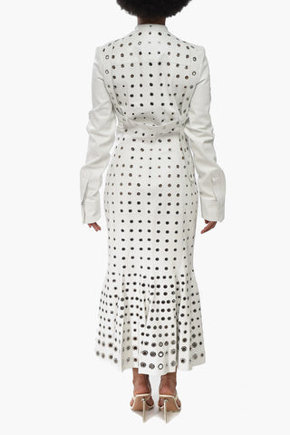 Leather Midi Dress EYELETS with Belt