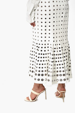 Leather Midi Dress EYELETS with Belt