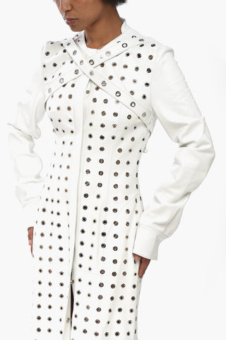 Leather Midi Dress EYELETS with Belt