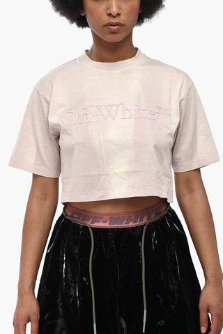 Tie-Dye Cotton Crop T-Shirt LAUNDRY with Embossed Logo