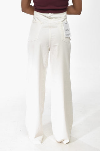Wide-Leg Stretch Cotton Jeans With Raw Hem