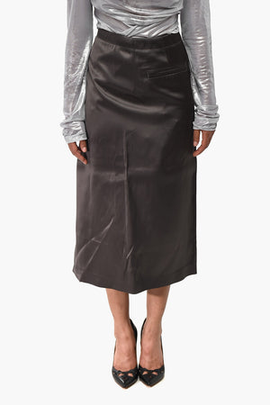 SEASONAL Satin Midirock im Wickelstil