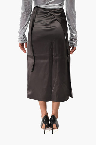 SEASONAL Satin Midirock im Wickelstil