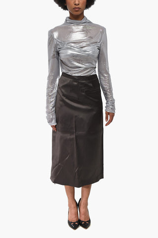 SEASONAL Satin Midirock im Wickelstil