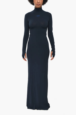 Knitted Maxi Dress with Glove Sleeve
