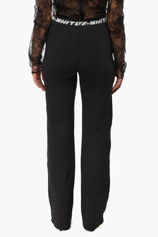 Ribbed Straight-Leg Trousers with Logo Elastic Waist