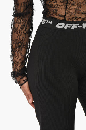 Pantaloni a Gamba Dritta a Costine con Elastico in Vita Logato