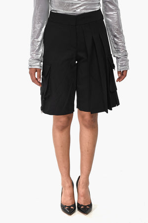 Cargo-Shorts aus Wollmix mit Plissee-Detail