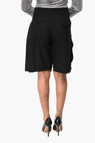 Cargo-Shorts aus Wollmix mit Plissee-Detail