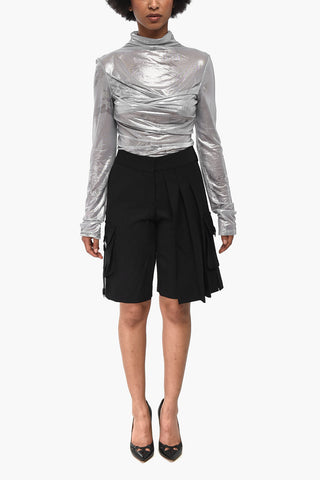 Cargo-Shorts aus Wollmix mit Plissee-Detail