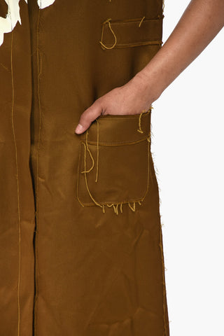 Satin-Chemisier mit Logoprint und rohen Schnittkanten