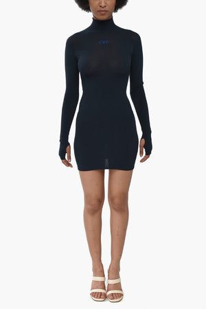 Minikleid Mit Stehkragen Aus Stretchstrick
