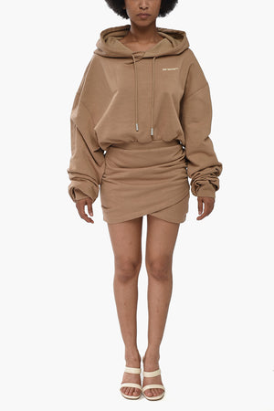 SEASONAL Hoodie-Kleid aus angerauter Baumwolle mit elastischem Bund