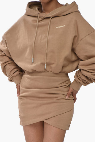 SEASONAL Brushed-Cotton Hoodie Dress with Elastic Waist