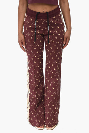 Pantaloni Track in Tessuto Monogram con Bande Laterali a Contrasto