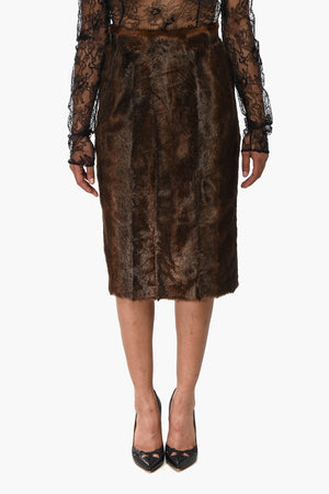 Eco-Fur Midi Skirt with Back Zip