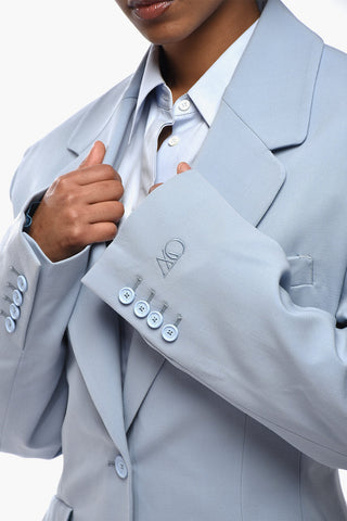 Wool-Blend Slim-Fit Blazer With Flap Pockets