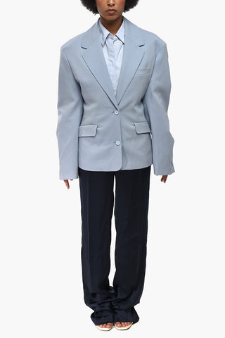 Wool-Blend Slim-Fit Blazer With Flap Pockets