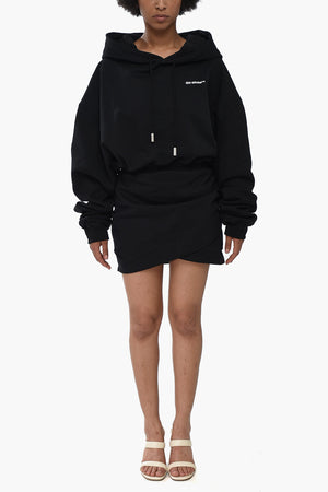 SEASONAL Hoodie-Kleid aus angerauter Baumwolle mit Gummizug in der Taille