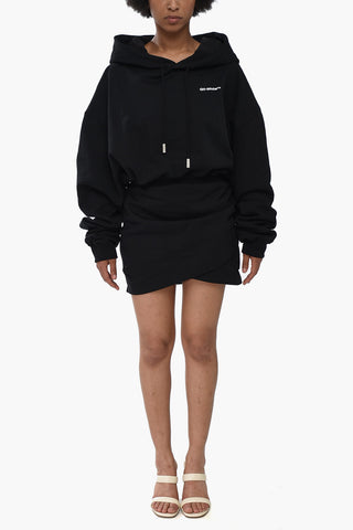 SEASONAL Hoodie-Kleid aus angerauter Baumwolle mit Gummizug in der Taille