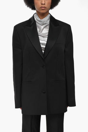 Blazer aus Twillstoff mit Revers aus Satin