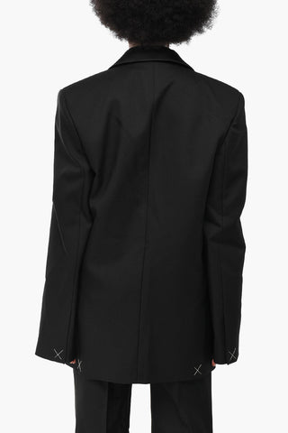 Blazer aus Twillstoff mit Revers aus Satin