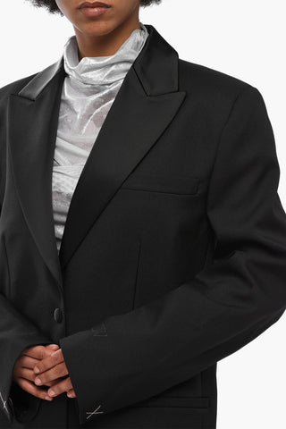 Blazer aus Twillstoff mit Revers aus Satin