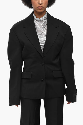 Wool-Blend Slim-Fit Blazer With Flap Pockets