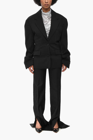 Slim-Fit-Blazer aus Wollmischung mit Klappentaschen