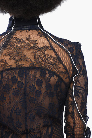 Vestito Lungo FLOWER WHEEL in Pizzo con Fondo a Balze