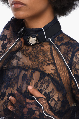 Vestito Lungo FLOWER WHEEL in Pizzo con Fondo a Balze