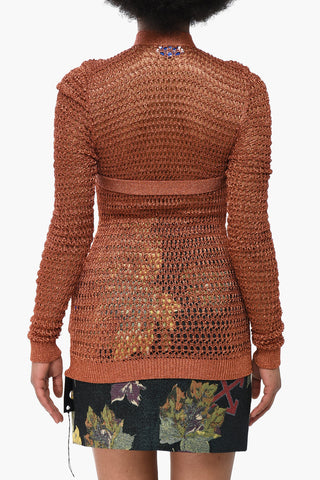 Rundhalspullover SHINY NET aus Lurex mit Criss-Cross-Detail