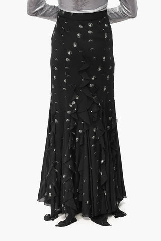 Printed Silk-Blend Ruffled Skirt MOON GEO