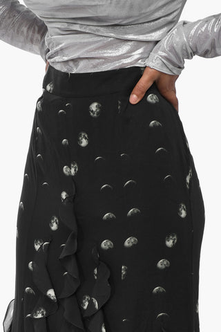 Printed Silk-Blend Ruffled Skirt MOON GEO