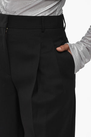 Pantaloni a Doppia Pince in Lana a Vita Regolare