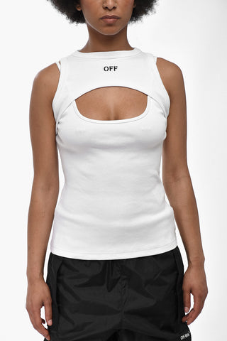 Mixed Cotton Tank Top With Cut-Out