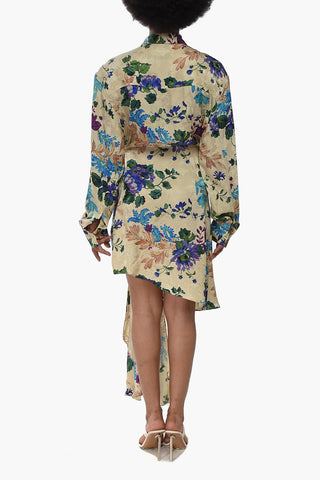SEASONAL Wickel-Hemdkleid mit Blumenmuster und seitlicher Drapierung