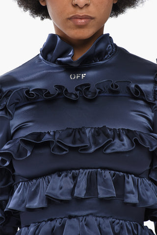 Satin-Mini-Kleid mit Volants und Reißverschluss am Rücken