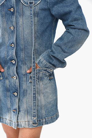Mid-Wash Denim Cargo Dress
