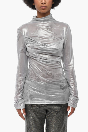 Top aus Lurex-Tüll SKY SHINY mit Frontdrapierung