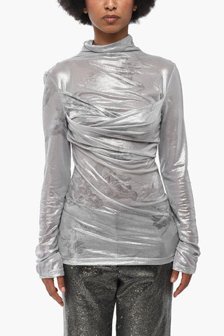 Top aus Lurex-Tüll SKY SHINY mit Frontdrapierung