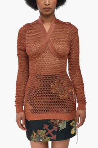 Rundhalspullover SHINY NET aus Lurex mit Criss-Cross-Detail