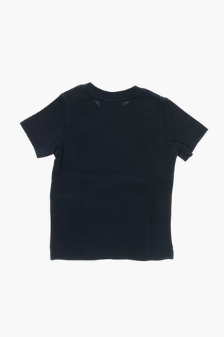 Rundhals-T-Shirt in Uni mit kontrastierendem Monogramm