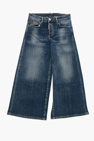 Jeans a Gamba Larga con Strass